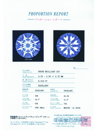 Diamond Grading Report「中央宝石研究所の鑑定書」３